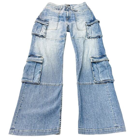 Ramy Brook Carpenter Style Cargo Denim Jeans Light Wash D08235024 Size 28 - Picture 2 of 9